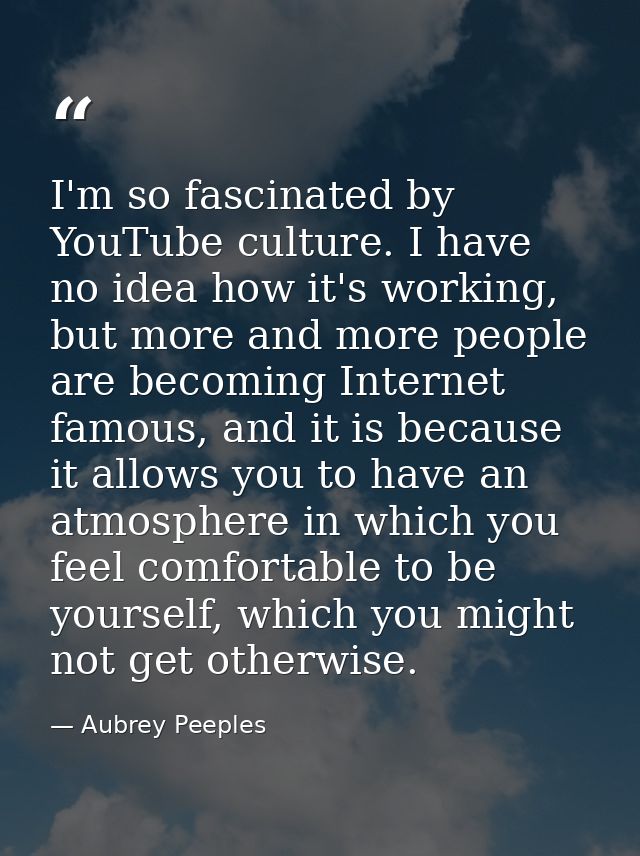 I'm so fascinated by YouTube culture. I have no idea how it's working, but more and more people are becoming Internet fa — Aubrey Peeples