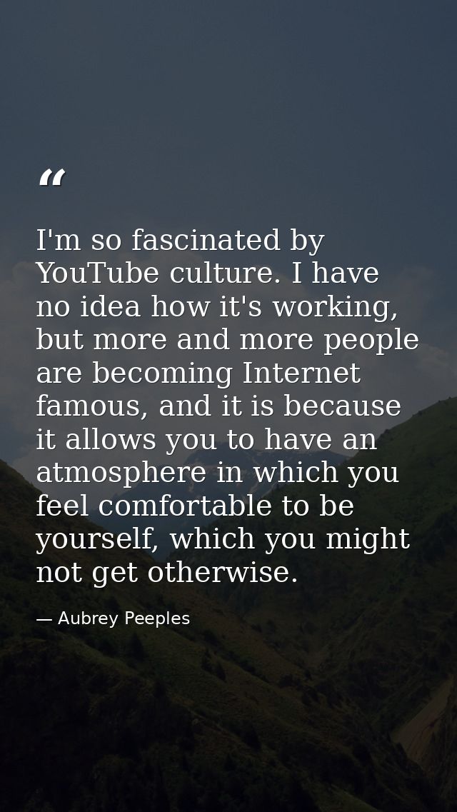 I'm so fascinated by YouTube culture. I have no idea how it's working, but more and more people are becoming Internet fa — Aubrey Peeples
