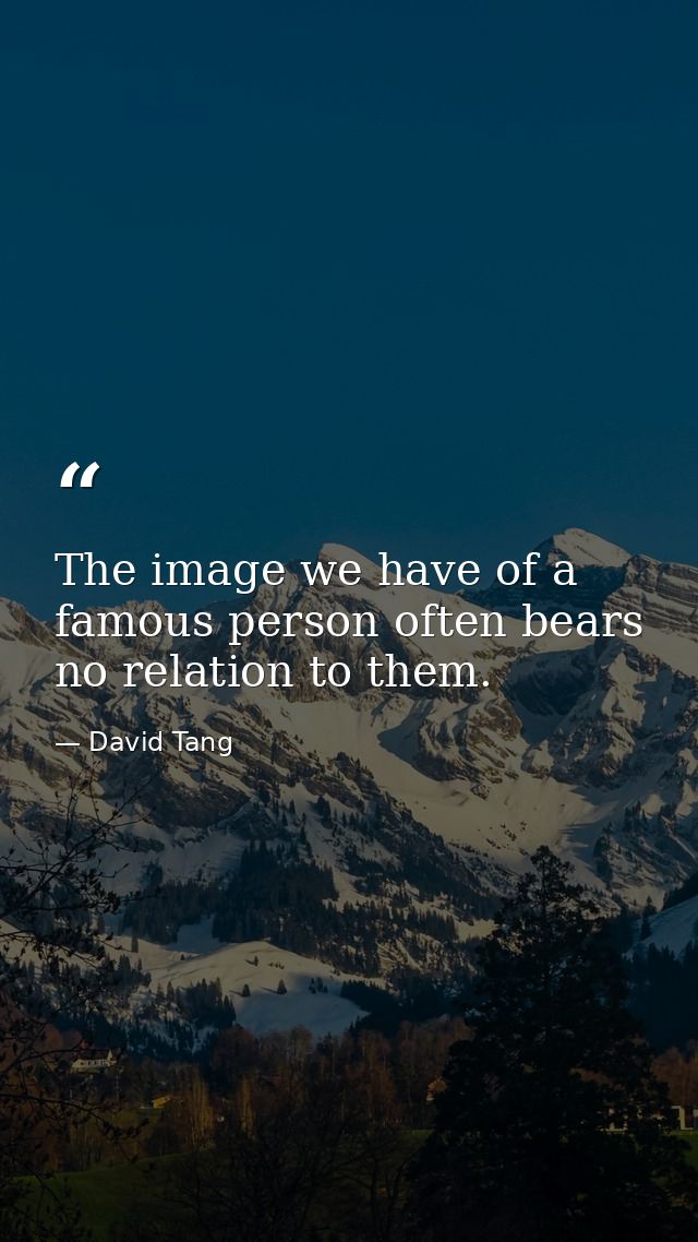 The image we have of a famous person often bears no relation to them. — David Tang
