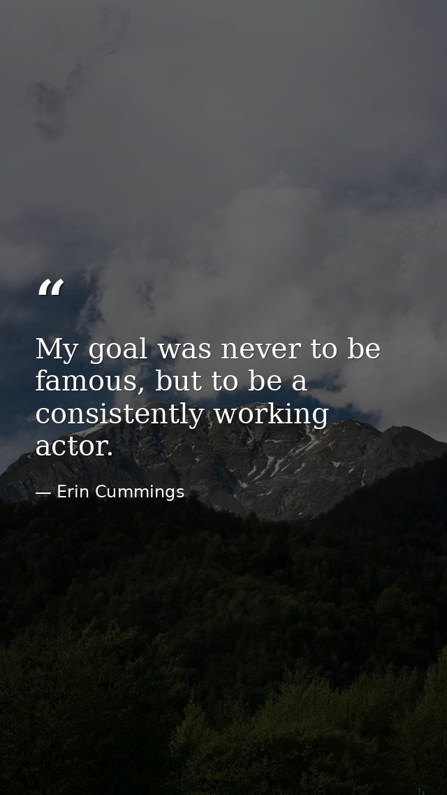 My goal was never to be famous, but to be a consistently working actor. — Erin Cummings