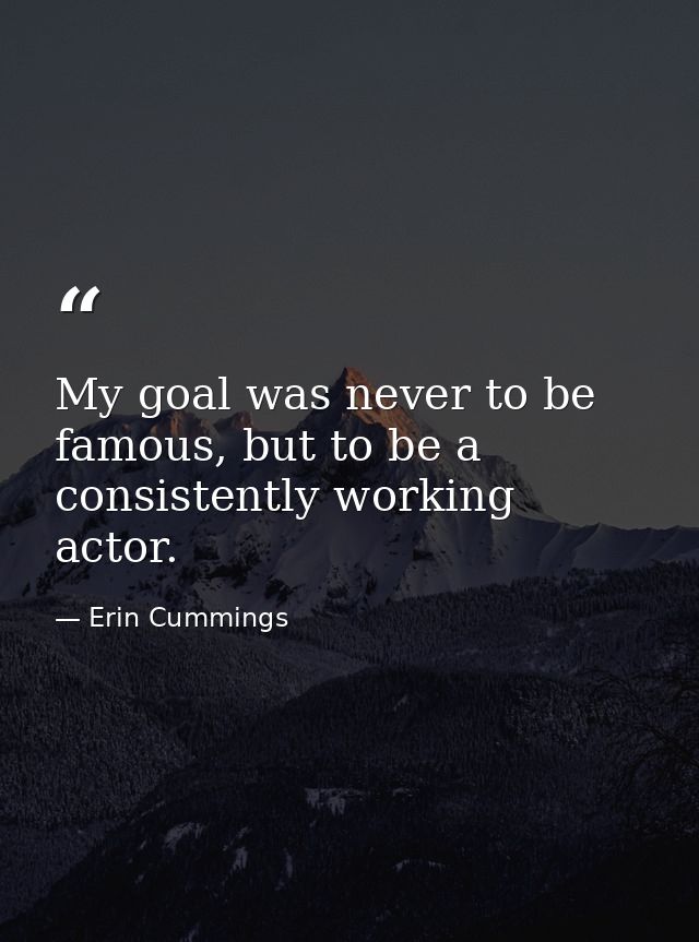 My goal was never to be famous, but to be a consistently working actor. — Erin Cummings