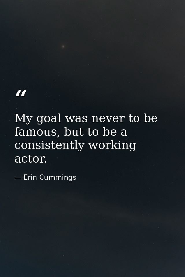 My goal was never to be famous, but to be a consistently working actor. — Erin Cummings