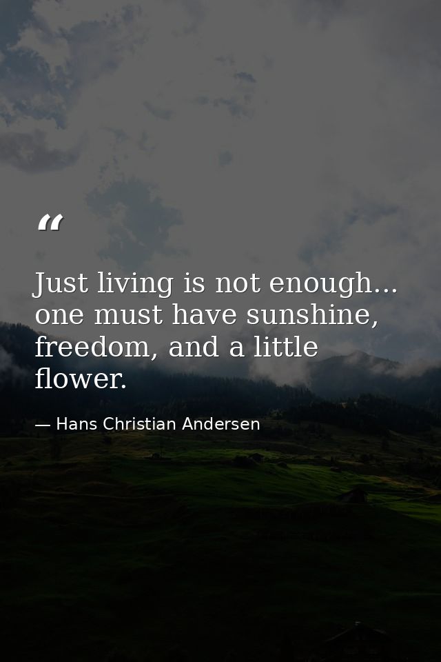 Just living is not enough... one must have sunshine, freedom, and a little flower. — Hans Christian Andersen