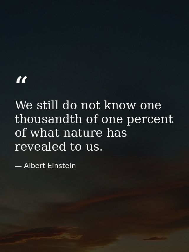 We still do not know one thousandth of one percent of what nature has revealed to us. — Albert Einstein