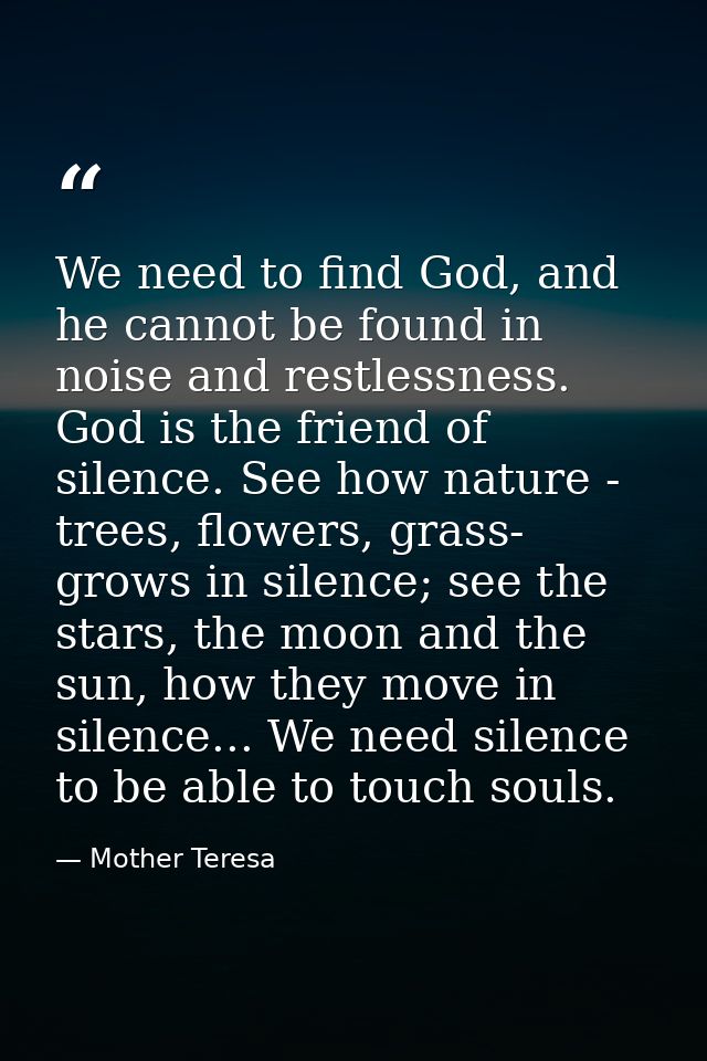 We need to find God, and he cannot be found in noise and restlessness. God is the friend of silence. See how nature - tr — Mother Teresa