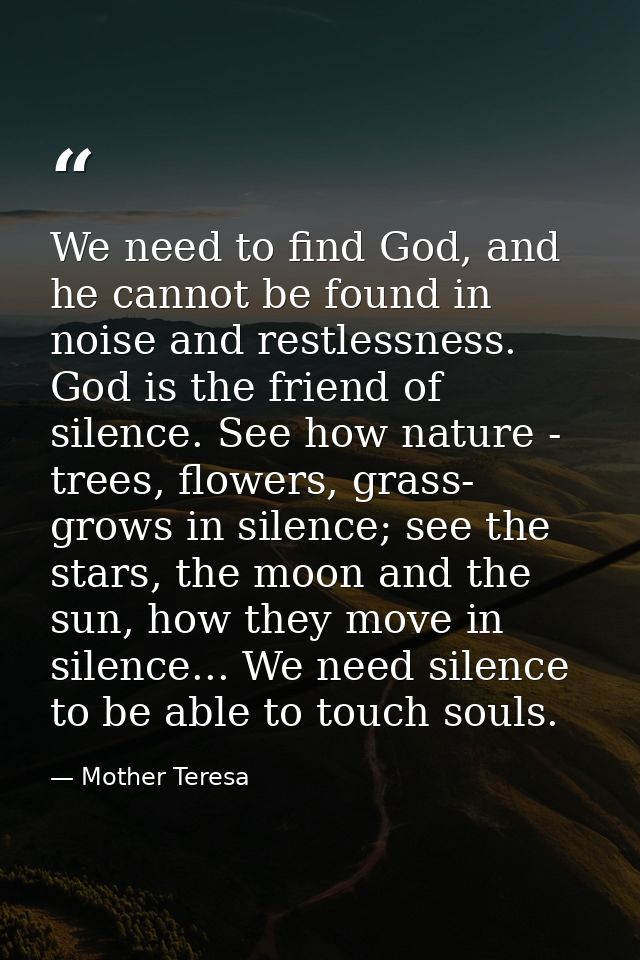 We need to find God, and he cannot be found in noise and restlessness. God is the friend of silence. See how nature - tr — Mother Teresa