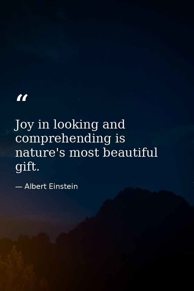 Joy in looking and comprehending is nature's most beautiful gift. — Albert Einstein