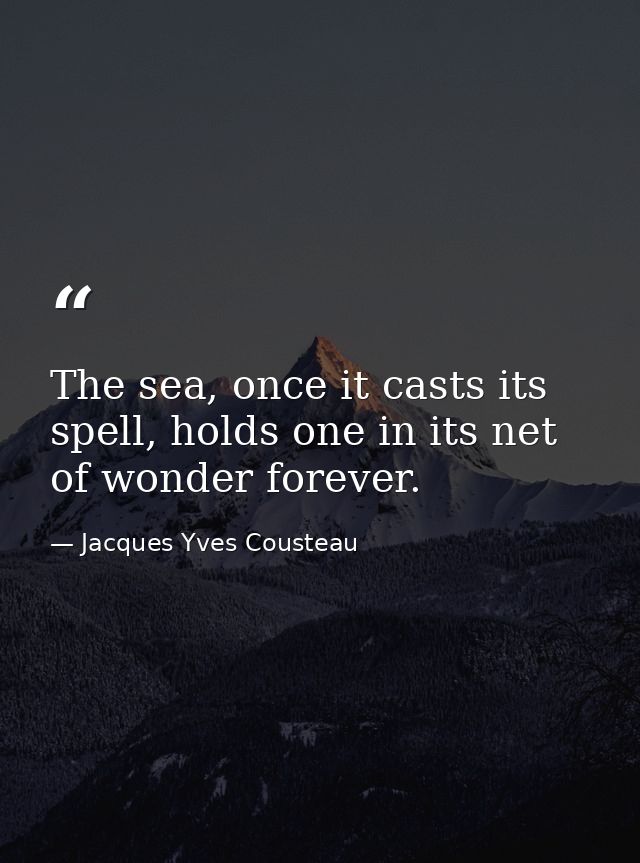 The sea, once it casts its spell, holds one in its net of wonder forever. — Jacques Yves Cousteau