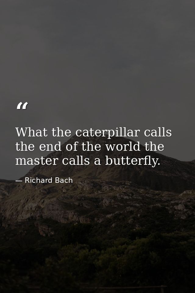 What the caterpillar calls the end of the world the master calls a butterfly. — Richard Bach