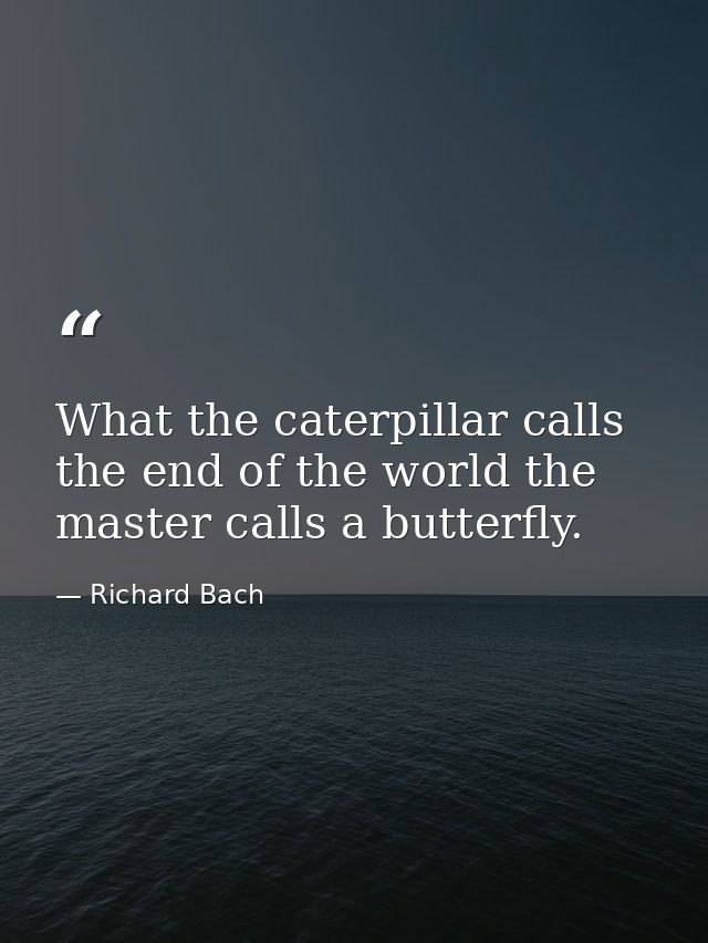 What the caterpillar calls the end of the world the master calls a butterfly. — Richard Bach
