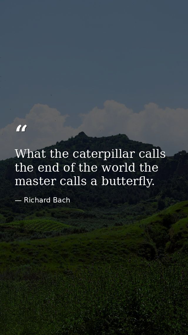 What the caterpillar calls the end of the world the master calls a butterfly. — Richard Bach