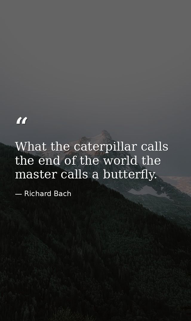 What the caterpillar calls the end of the world the master calls a butterfly. — Richard Bach