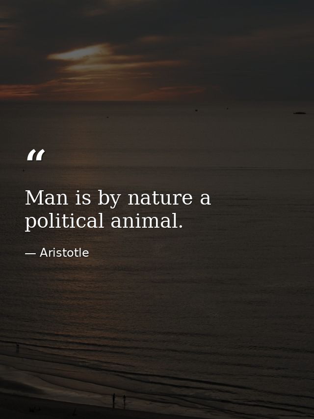 Man is by nature a political animal. — Aristotle
