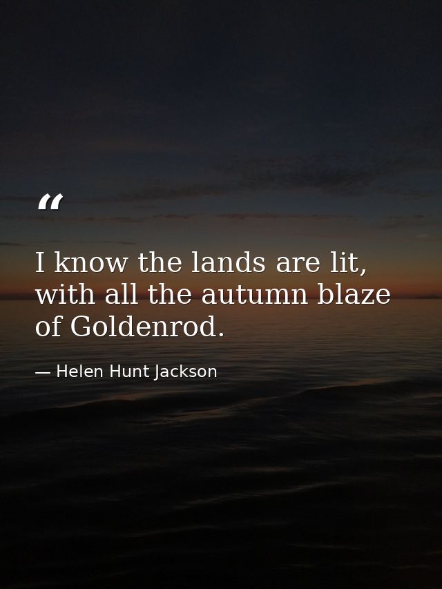 I know the lands are lit, with all the autumn blaze of Goldenrod. — Helen Hunt Jackson
