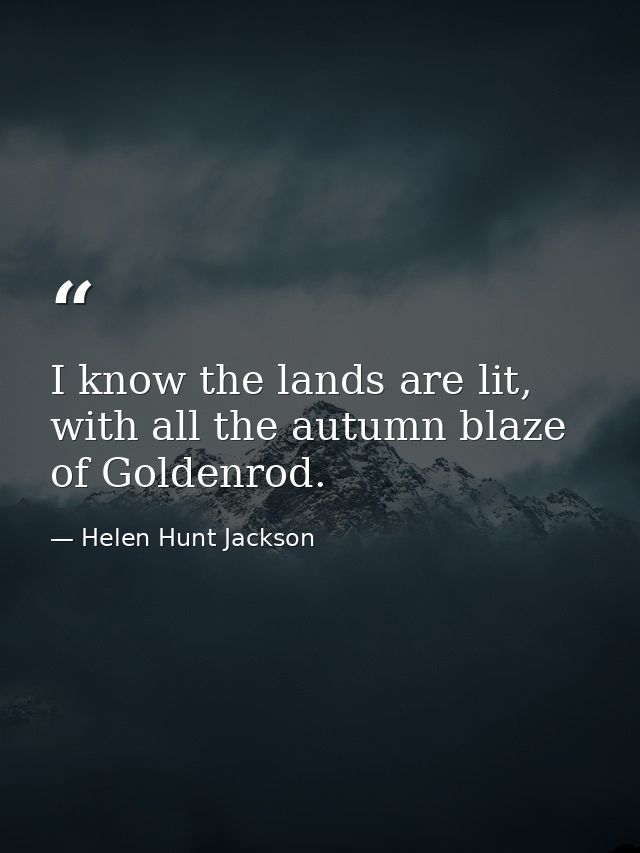 I know the lands are lit, with all the autumn blaze of Goldenrod. — Helen Hunt Jackson