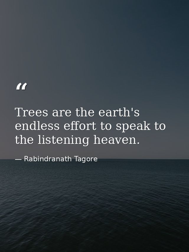 Trees are the earth's endless effort to speak to the listening heaven. — Rabindranath Tagore