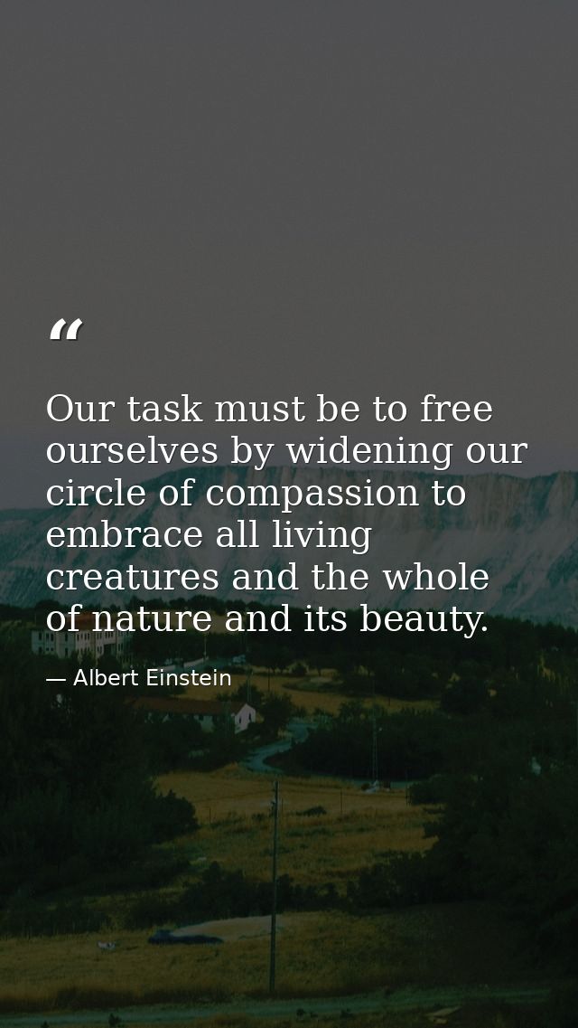 Our task must be to free ourselves by widening our circle of compassion to embrace all living creatures and the whole of — Albert Einstein
