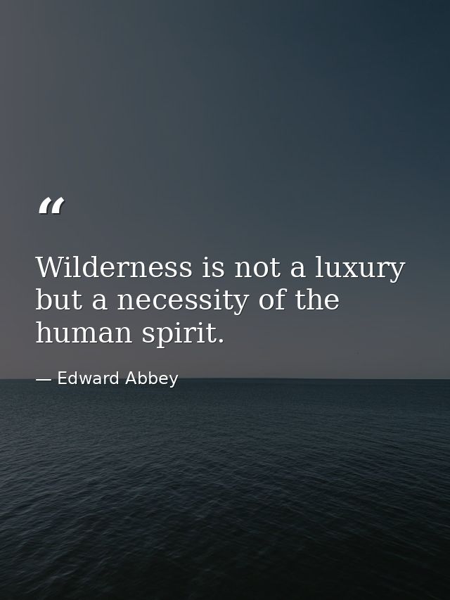Wilderness is not a luxury but a necessity of the human spirit. — Edward Abbey