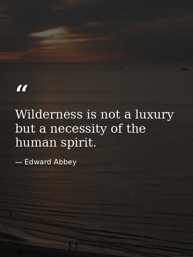 Wilderness is not a luxury but a necessity of the human spirit. — Edward Abbey