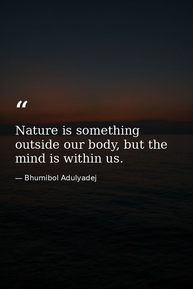 Nature is something outside our body, but the mind is within us. — Bhumibol Adulyadej