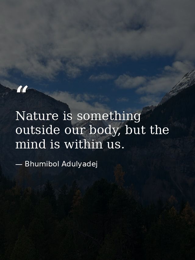 Nature is something outside our body, but the mind is within us. — Bhumibol Adulyadej