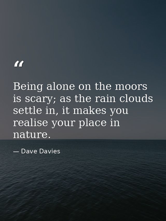 Being alone on the moors is scary; as the rain clouds settle in, it makes you realise your place in nature. — Dave Davies