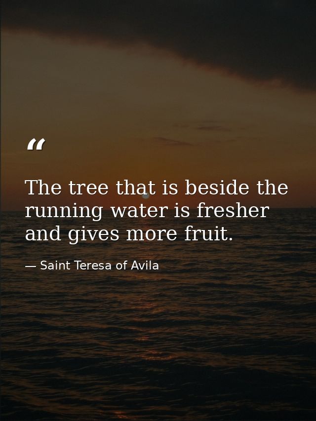 The tree that is beside the running water is fresher and gives more fruit. — Saint Teresa of Avila
