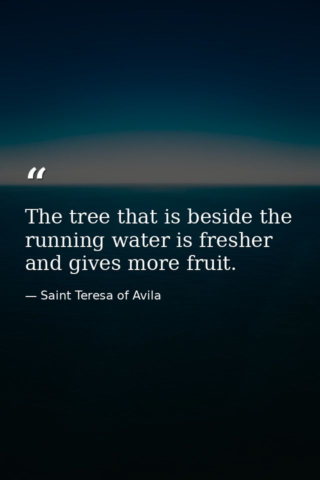 The tree that is beside the running water is fresher and gives more fruit. — Saint Teresa of Avila