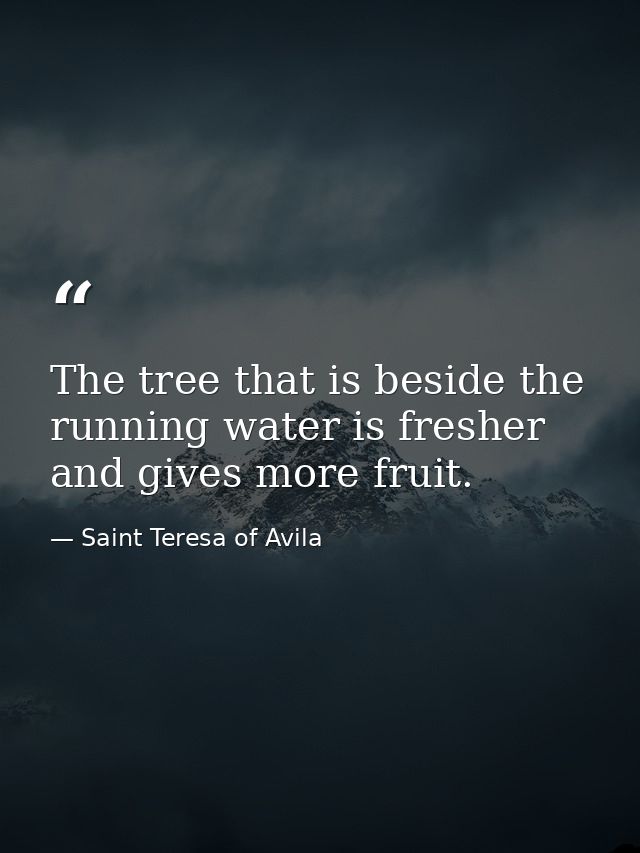 The tree that is beside the running water is fresher and gives more fruit. — Saint Teresa of Avila