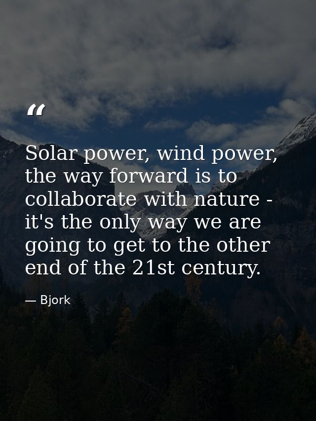 Solar power, wind power, the way forward is to collaborate with nature - it's the only way we are going to get to the ot — Bjork
