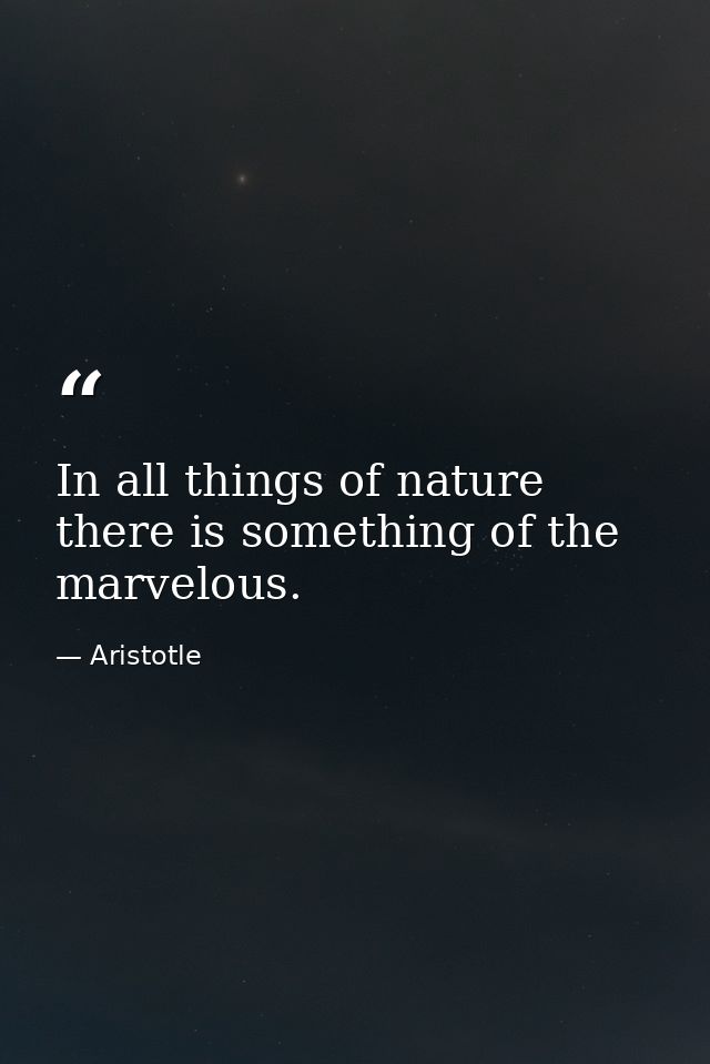 In all things of nature there is something of the marvelous. — Aristotle