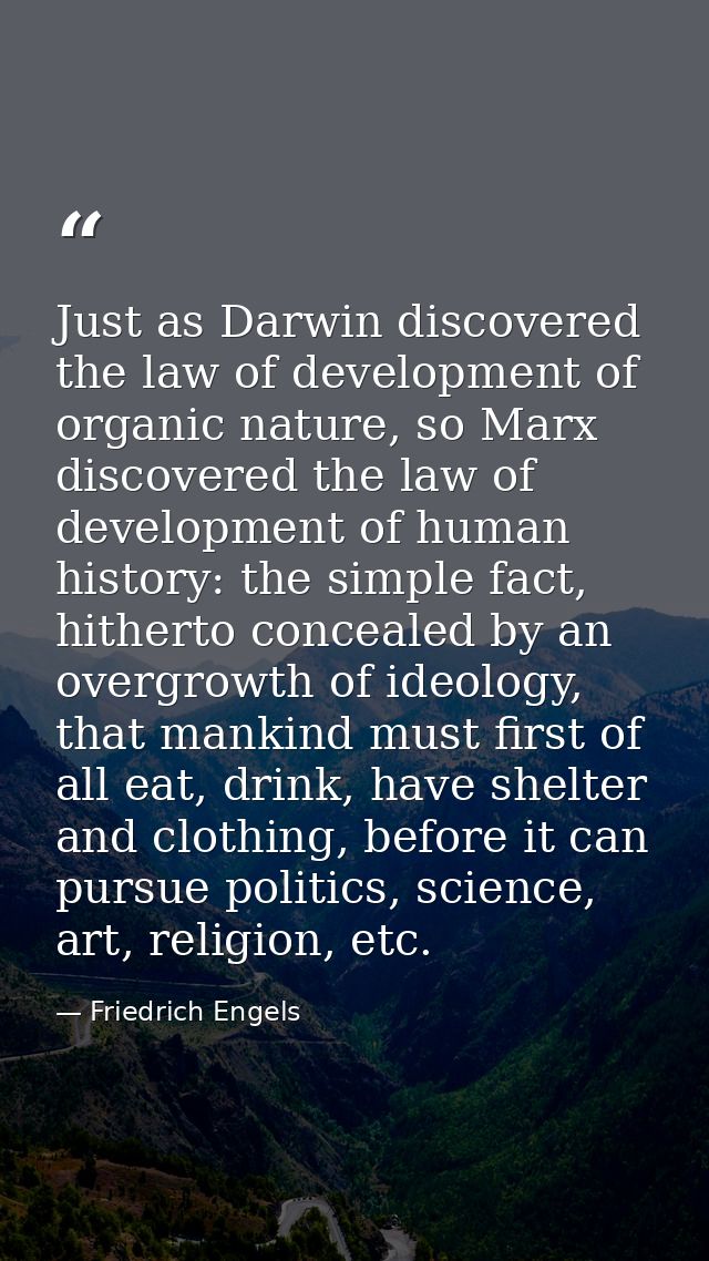 Just as Darwin discovered the law of development of organic nature, so Marx discovered the law of development of human h — Friedrich Engels