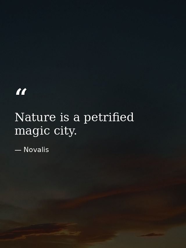 Nature is a petrified magic city. — Novalis