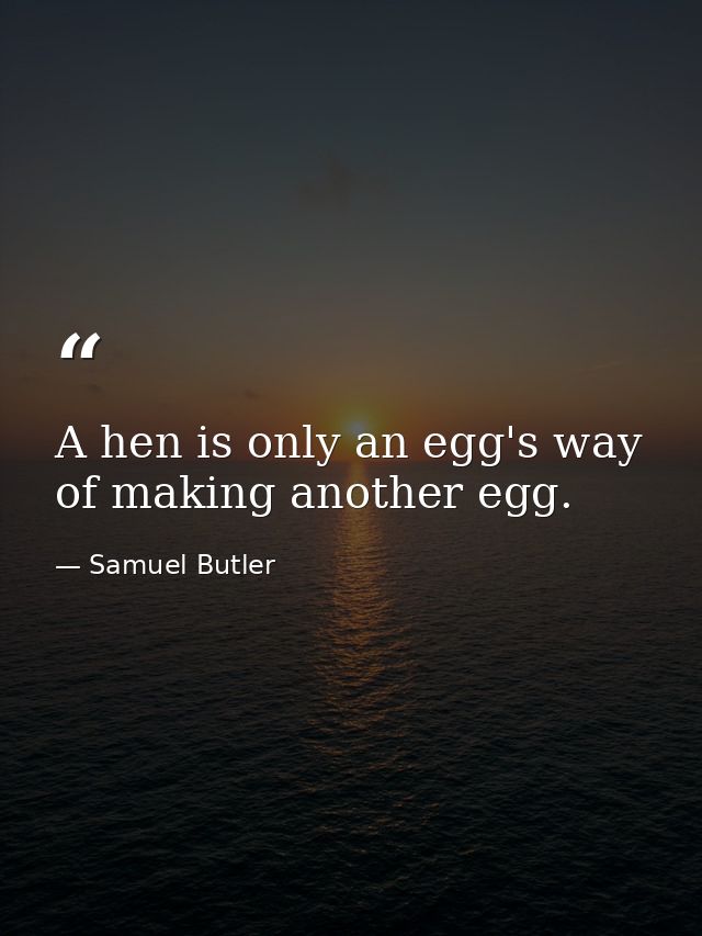 A hen is only an egg's way of making another egg. — Samuel Butler