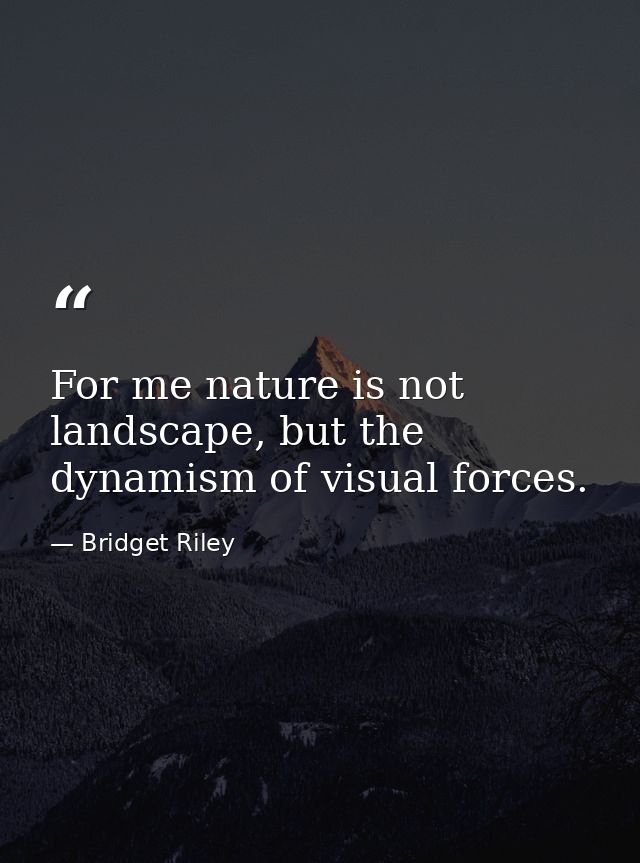 For me nature is not landscape, but the dynamism of visual forces. — Bridget Riley