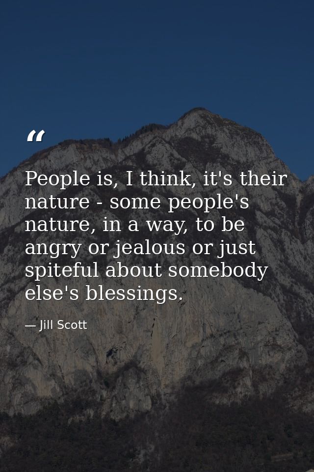 People is, I think, it's their nature - some people's nature, in a way, to be angry or jealous or just spiteful about so — Jill Scott