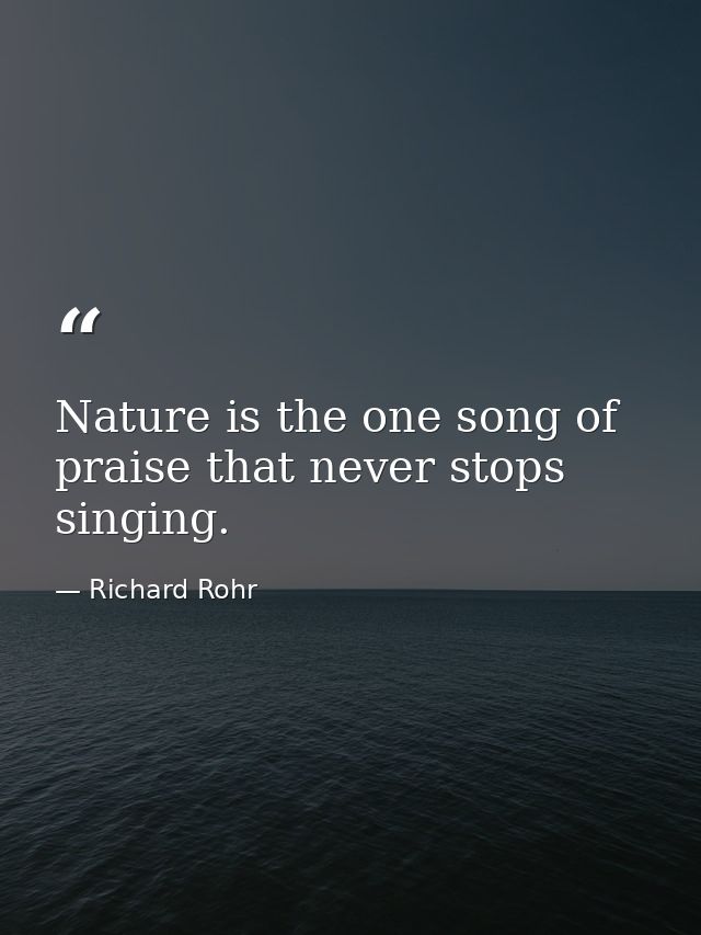 Nature is the one song of praise that never stops singing. — Richard Rohr