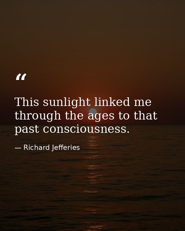 This sunlight linked me through the ages to that past consciousness. — Richard Jefferies