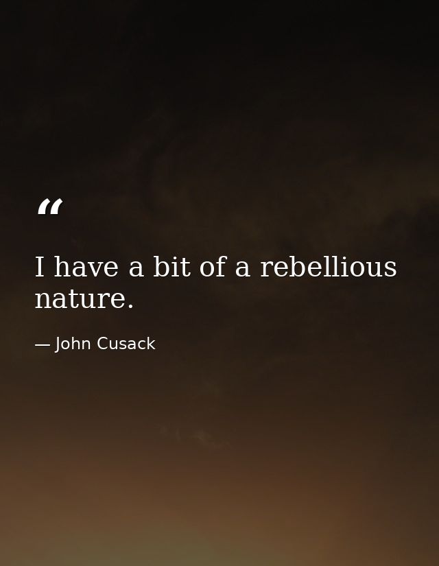 I have a bit of a rebellious nature. — John Cusack