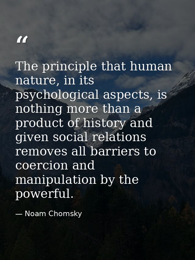 The principle that human nature, in its psychological aspects, is nothing more than a product of history and given socia — Noam Chomsky