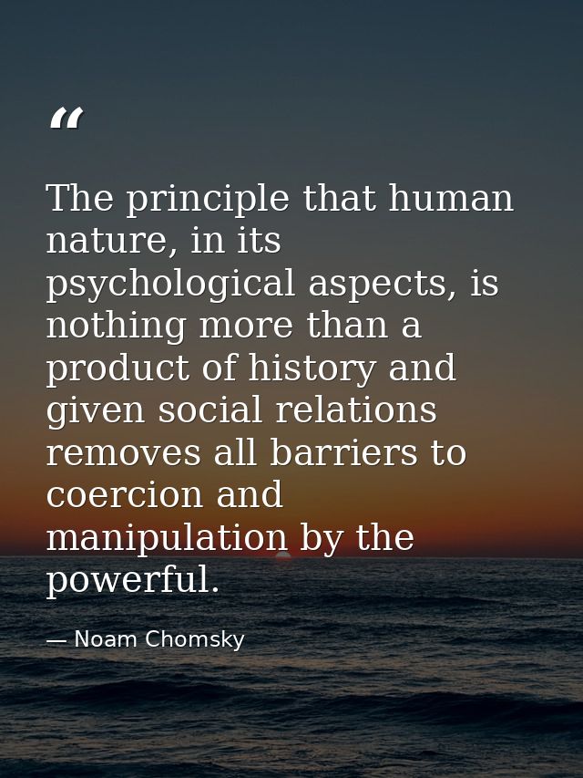 The principle that human nature, in its psychological aspects, is nothing more than a product of history and given socia — Noam Chomsky
