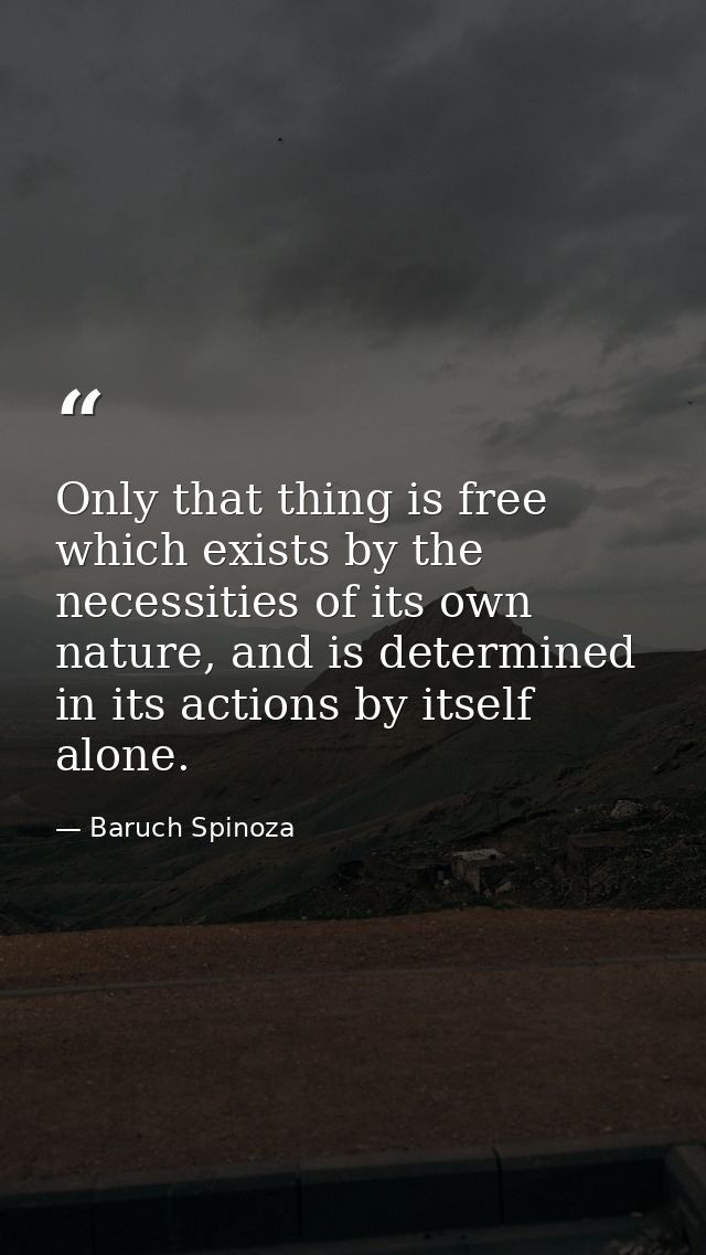 Only that thing is free which exists by the necessities of its own nature, and is determined in its actions by itself al — Baruch Spinoza