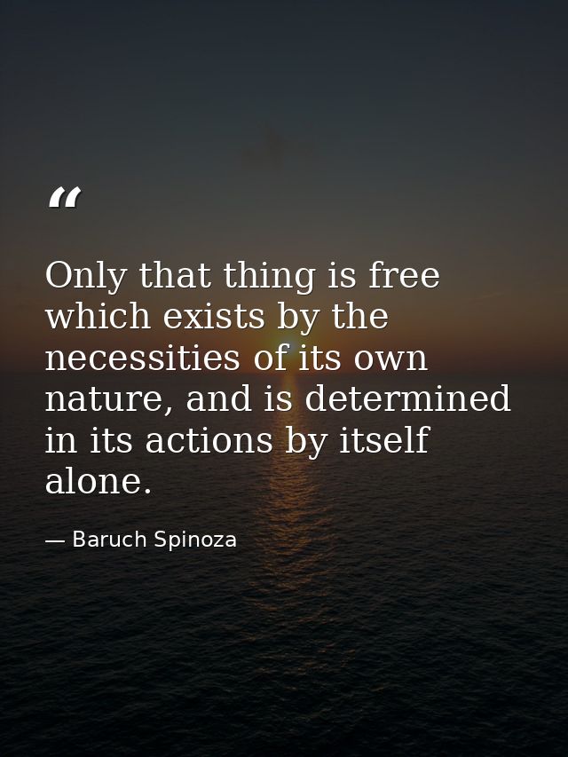 Only that thing is free which exists by the necessities of its own nature, and is determined in its actions by itself al — Baruch Spinoza