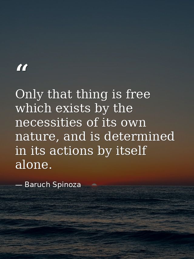 Only that thing is free which exists by the necessities of its own nature, and is determined in its actions by itself al — Baruch Spinoza