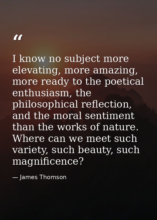 I know no subject more elevating, more amazing, more ready to the poetical enthusiasm, the philosophical reflection, and — James Thomson