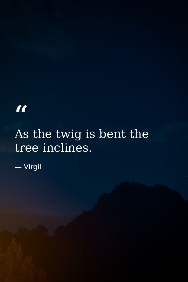 As the twig is bent the tree inclines. — Virgil