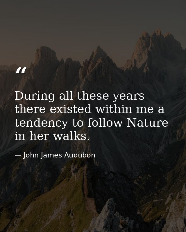 During all these years there existed within me a tendency to follow Nature in her walks. — John James Audubon