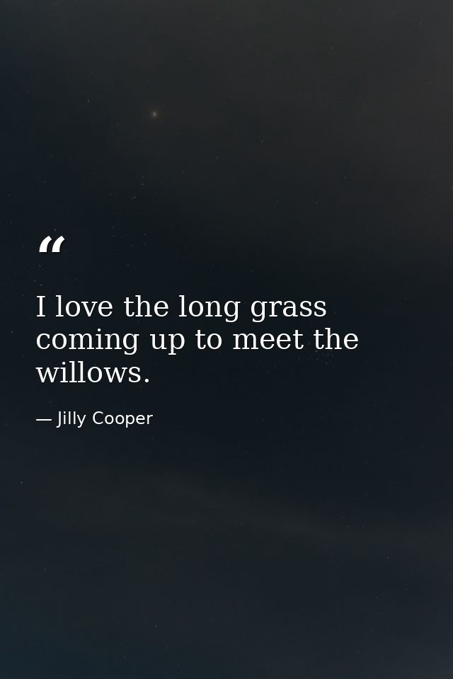 I love the long grass coming up to meet the willows. — Jilly Cooper