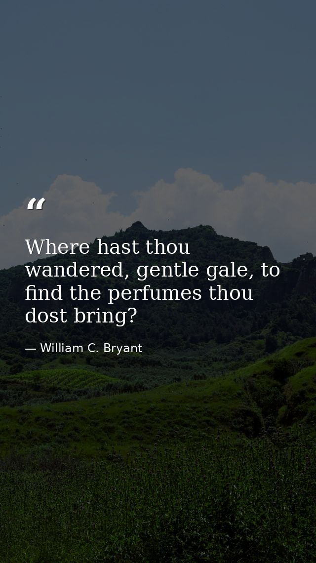 Where hast thou wandered, gentle gale, to find the perfumes thou dost bring? — William C. Bryant