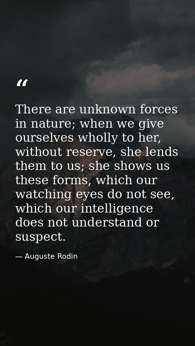 There are unknown forces in nature; when we give ourselves wholly to her, without reserve, she lends them to us; she sho — Auguste Rodin